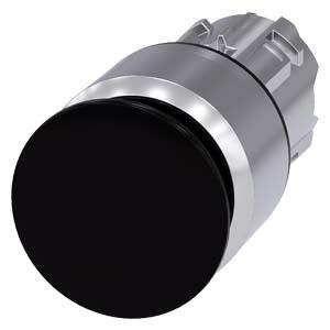 Botão cogumelo, 22mm, redondo, metal, brilhante, preto, 30mm
