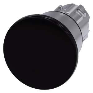 Botão cogumelo, 22mm, redondo, metal, brilhante, preto