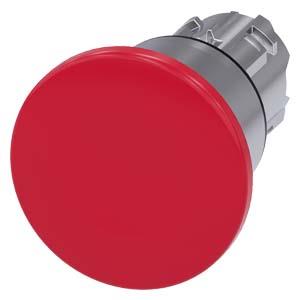 Botão cogumelo, 22mm, redondo, metal, brilhante, vermelho