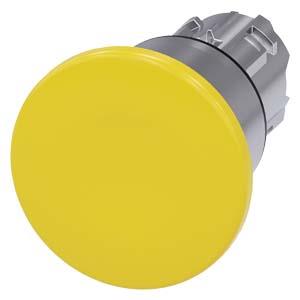 Botão cogumelo, 22mm, redondo, metal, alto brilho, amarelo