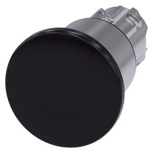 Botão cogumelo, 22mm, redondo, metal, brilhante, preto