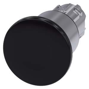 Botão cogumelo, 22mm, redondo, metal, brilhante, preto
