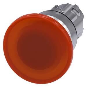 Botão cogumelo, iluminado, 22mm, redondo, metal, alto brilho, âmbar, 40mm