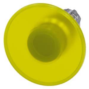 Botão cogumelo, iluminado, 22mm, redondo, metal, alto brilho, amarelo, 60mm