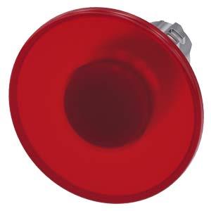 Botão cogumelo, iluminado, 22mm, redondo, metal, brilhante, vermelho, 60mm