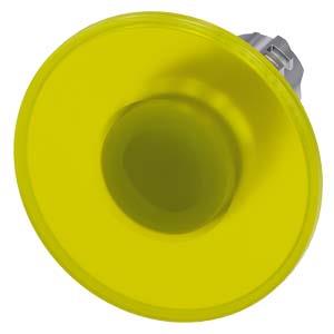 Botão cogumelo, iluminado, 22mm, redondo, metal, alto brilho, amarelo, 60mm