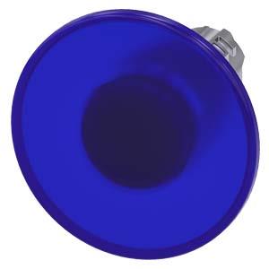 Botão cogumelo, iluminado, 22mm, redondo, metal, brilhante, azul, 60mm