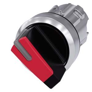 Interruptor com manípulo, iluminável, 22mm, redondo, metal, alto brilho, vermelho