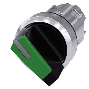 Interruptor com manípulo, iluminável, 22mm, redondo, metal, alto brilho, verde: