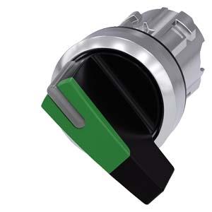 Interruptor com manípulo, iluminável, 22mm, redondo, metal, alto brilho, verde: