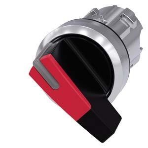 Interruptor com manípulo, iluminável, 22mm, redondo, metal, alto brilho, vermelho