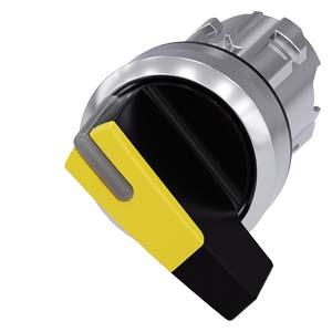 Interruptor com manípulo iluminável, 22mm, redondo, metal, alto brilho, amarelo