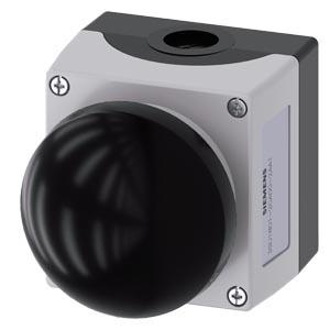 Carcaça para aparelho de comando, 22mm, redonda, plástico, parte superior da caixa cinza