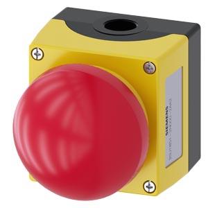 Carcaça para aparelho de comando, 22mm, redonda, material da caixa metal, parte superior da caixa amarelo