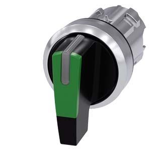 Interruptor com manípulo, iluminável, 22mm, redondo, metal, alto brilho, verde: