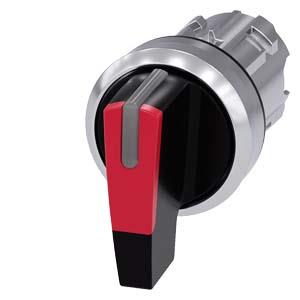 Interruptor com manípulo, iluminável, 22mm, redondo, metal, alto brilho, vermelho