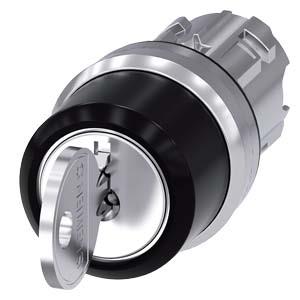 Interruptor de chave RONIS, 22mm, redondo, metal, alto brilho, retirada da chave O