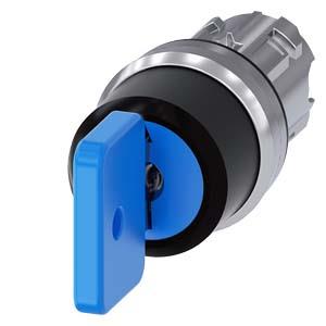 Interruptor de chave O.M.R, 22mm, redondo, metal, alto brilho, azul, retirada da chave O