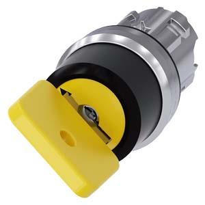 Interruptor de chave O.M.R, 22mm, redondo, metal, alto brilho, amarelo, retirada da chave O