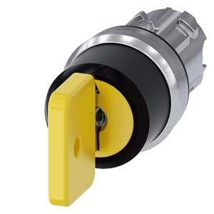 Interruptor de chave O.M.R, 22mm, redondo, metal, alto brilho, amarelo, retirada da chave II