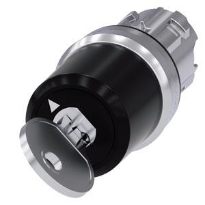 Interruptor de chave Siemens, C, com monitoramento, 22mm, redondo, metal, alto brilho, retirada O+I