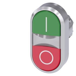 Botão de pressão duplo, 22mm, redondo, metal, brilhante, verde: I, vermelho: O