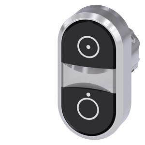 Botão de pressão duplo, 22mm, redondo, metal, alto brilho, preto: Símbolo 5264, preto