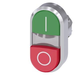 Botão de pressão duplo, 22mm, redondo, metal, brilhante, verde: I, vermelho: O
