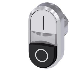 Botão de pressão duplo, 22mm, redondo, metal, brilhante, branco: I, preto: O