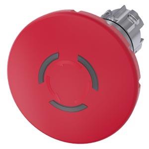 Botão cogumelo de parada de emergência, iluminado, 22mm, redondo, metal, brilhante, vermelho, 60mm