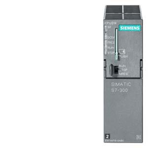 SIMATIC S7-300, CPU 314 com interface MPI, fonte de alimentação de 24V DC integrada e memória de trabalho de 128kB. Requer cartão de memória MMC ig...