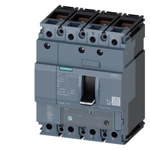 disjuntor 3VA1 IEC Frame 160 classe da capacidade de interrupção M Icu=55kA @ 415V de 4 polos, proteção de sistemas TM240, ATAM, In=160A proteção c...