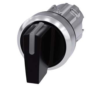 Interruptor com manípulo iluminável, 22mm, redondo, metal, alto brilho, preto, manípulo curto