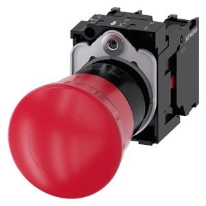 Botão cogumelo de parada de emergência, 22mm, redondo, plástico, vermelho, 1NF, 1NF