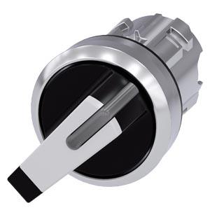 Interruptor com manípulo iluminável, 22mm, redondo, metal, alto brilho, branco, manípulo curto