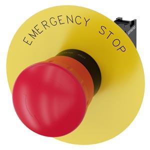 Botão cogumelo de parada de emergência, 22mm, redondo, plástico, vermelho, 1NF, 1NF