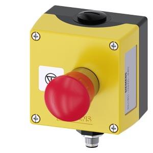 Carcaça para aparelho de comando, 22mm, redonda, material da caixa metal, parte superior da caixa amarelo