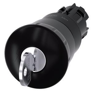 Botão de pressão tipo cogumelo, 22mm, redondo, plástico, preto, 40 mm, RONIS n.º 455, engate