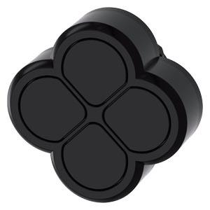 Botão quádruplo, 22 mm, redondo, plástico, preto, botões, planos
