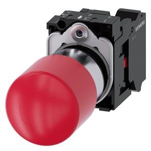 Botão cogumelo de parada de emergência, 22 mm, redondo, metal, vermelho, 1NF, terminal de mola