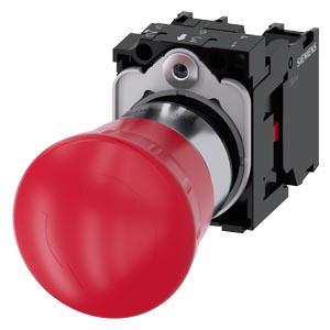 Botão cogumelo de parada de emergência, 22mm, redondo, metal, brilhante, vermelho, 1NF, 1NF