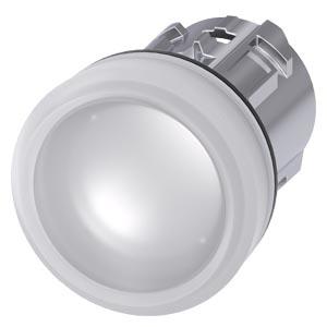 indicador luminoso, 22 mm, redondo, metal, de alto brilho, branco, lente, plano