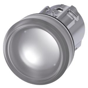 indicador luminoso, 22 mm, redondo, metal, de alto brilho, transparente, lente, plano