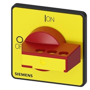 Acionamento rotativo, manípulo de acionamento vermelho/amarelo, para encapsulamento de material isolante, bloqueável