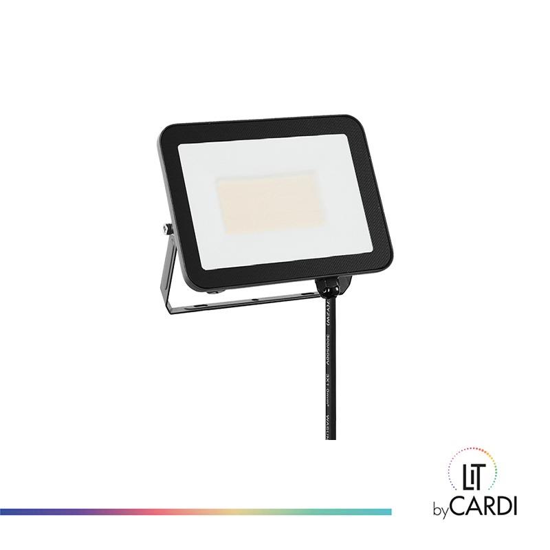 Symmetric Slim Floodlight, 50W, IK07, IP65, 5400lm, 108lm/w, 3CCT 3000K-3500K-4000K, On/off,Black