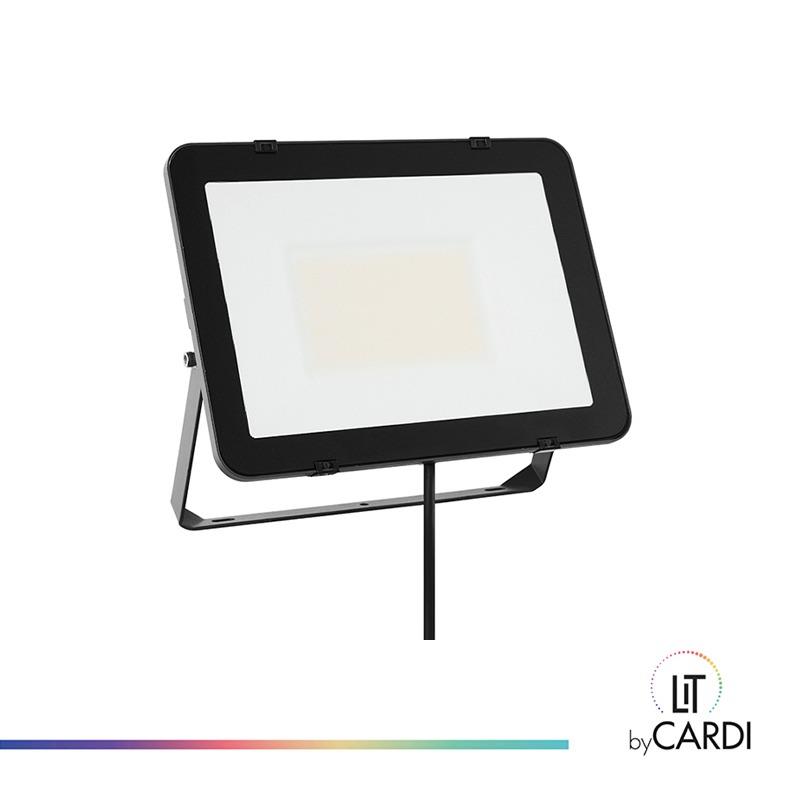 Symmetric Slim Floodlight, 100W, IK07, IP65, 11000lm, 110lm/w, 3CCT 3000K-3500K-4000K, On/off,Black
