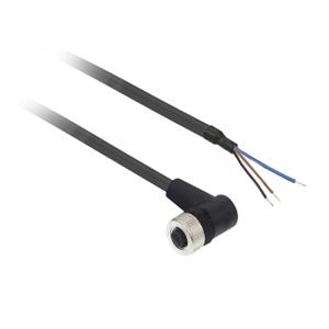 Pre-cabod connectors xz - elbowed fêmea - m12 - 3 pins - cable pur 2m