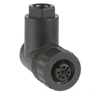 Fêmea, m12, 4-pin, conector de cotovelo - prensa-cabo