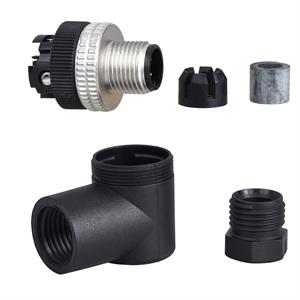 Macho, m12, 4-pin, conector de cotovelo - prensa-cabo