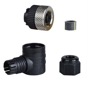 Ligador curvo fêmea aro metálico 1/2” 20 unf-3 pinos terminais paraf